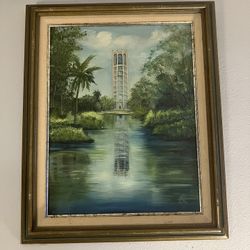 Bok Tower Gardens Oil Painting Vintage 