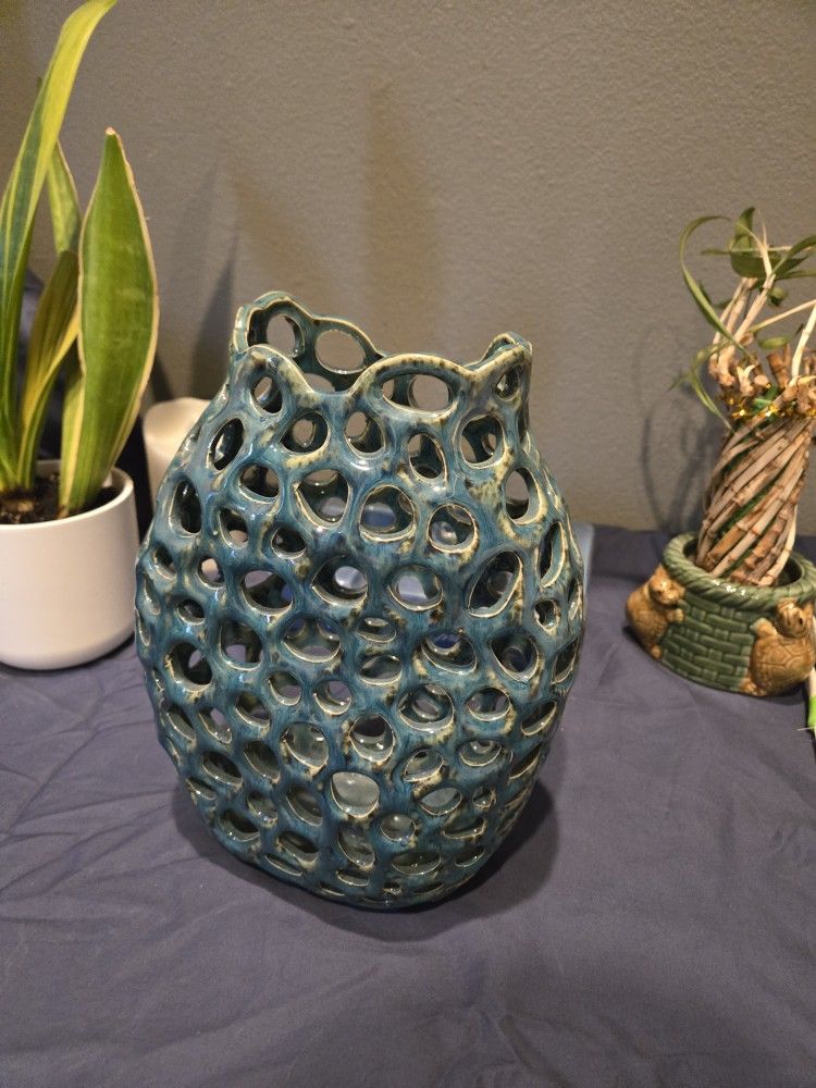 Unique Blue Ceramic Vase