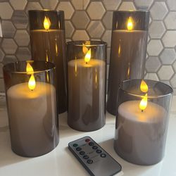 5 Flameless Candles Gray