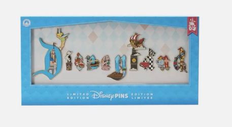 Disneyland 70th anniversary marquee pin set