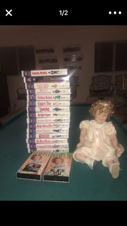 Shirley Temple Elke Hutchens doll and 17 vhs Shirley Temple tapes