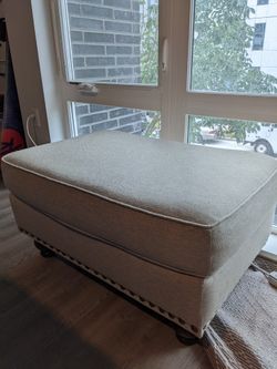 Ottoman - Wheat Fusion Furniture Nailhead Trim