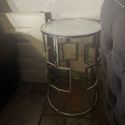 Chrome Night Stand With Mirror Top
