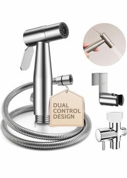 Arofa Hands-Free Bidet Sprayer, Dual Control M Adjustabel Water Pressure, Hands-Free Operation, Leak-Free Hose, Fits Two-Piece Toilets, Feminine/Baby/