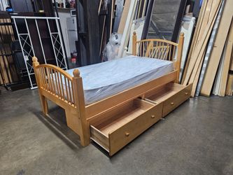 Twin Wood Bed Frame with Storage Drawers