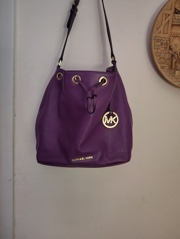 PURPLE MK DRAWSTRING PURSE