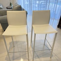 White Faux Leather Bar Stools
