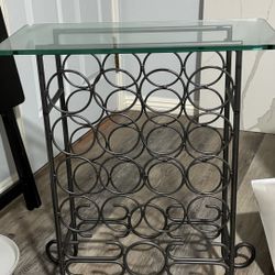 Wine Rack With Glass Tabletop
