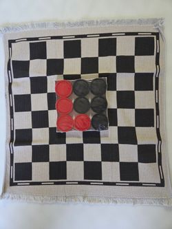 Checkers Game Set with Fabric Board
