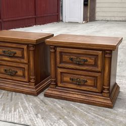 MCM wood 2 Drawer set of Nightstands