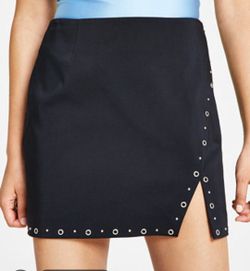 Black Mini Skirt with Grommet Detail