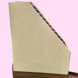 Fabric Magazine File Holder Organizer with Label Slot – Neutral Beige / Patterned