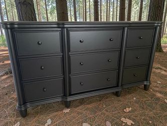 Large Bedroom Dresser Solid Wood Black Satin 68x18x38 New