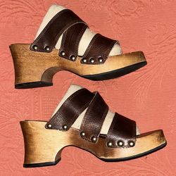 Candie’s: Chunky Sandals, Leather Uppers, Size: 7 Medium 