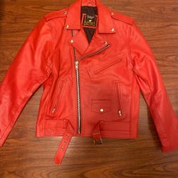 Red leather jacket