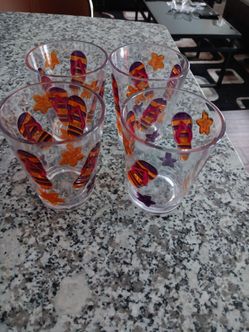 Set of 4 Flip Flop Print Plastic Tumblers