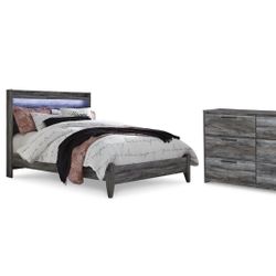 Queen Panel Bed With Mirror,Nightstand, Dresser Included  