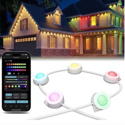 Lepro E1 AI Permanent Outdoor Lights APP Control, 15 LED Smart RGB+IC+Warm/Cool White House Eave Light for Halloween Christmas, Alexa Google Enabled, 