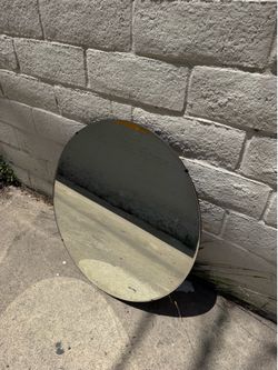 Vintage Mid-Century Frameless Round Wall Mirror - 30”