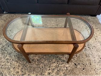 Coffee table glass, rattan