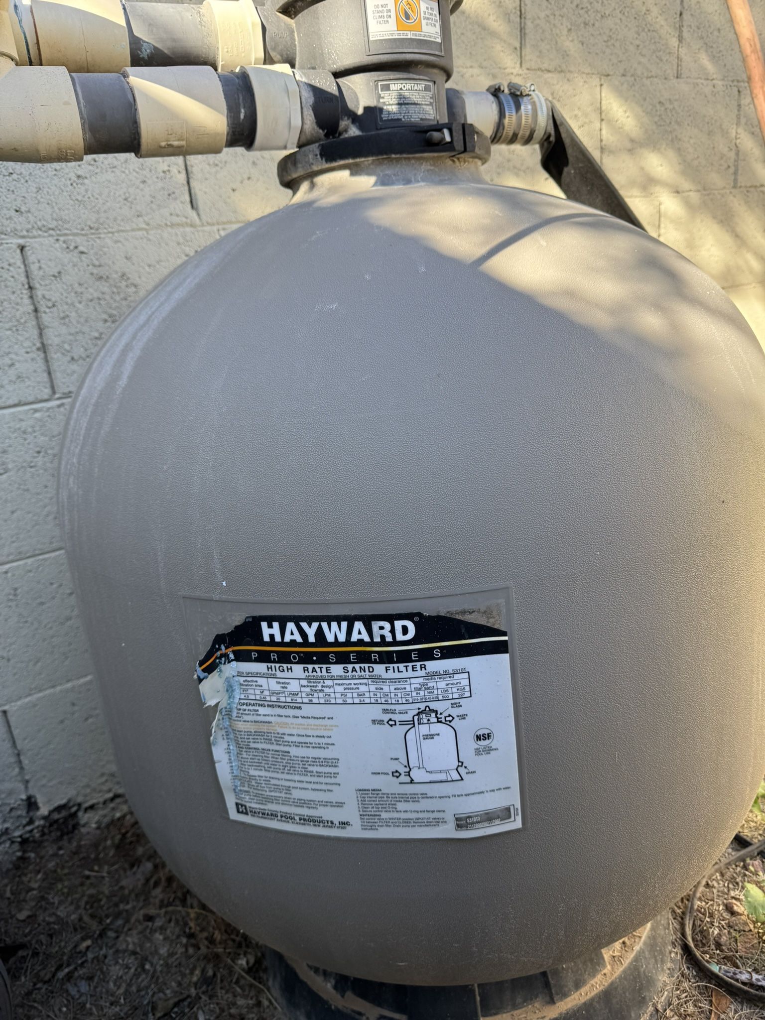 Hayward Pro Series High Rated Sand Pool Filter