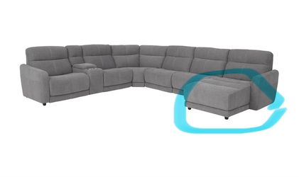Large Gray Fabric Sectional Sofa with Chaise