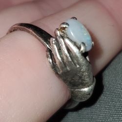 Opal Silver Hand Ring.