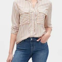 Gap Long Sleeve Collared Button up Shirt Sz XL Tan/White 