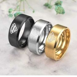 Superman Ring Titanium 3 Colors Mens Unisex Superhero Size 7-12 Wedding  Band