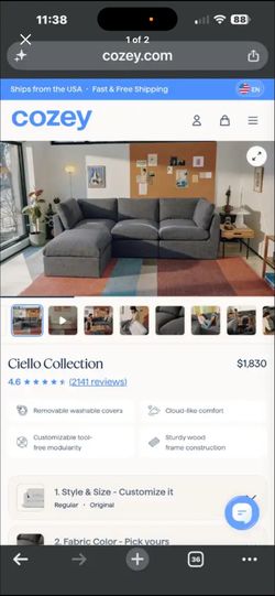 FREE Ciello Collection Sofa by Cozey