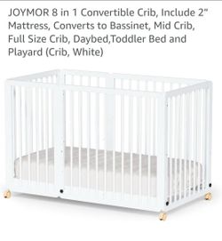 New 8 in 1 convertible crib! White color!