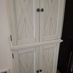 Large Storage Cabinet / Pantry - Distressed White Farmhouse Style! 