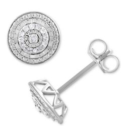 Diamond Multi-Halo Stud Earrings (1/10 ct. t.w.) in Sterling Silver