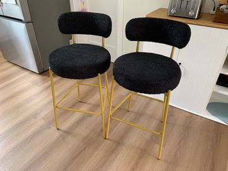 28 '' Bar Stools Set of 2, for Kitchen Island. Black+Gold