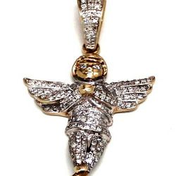 Ladies Diamond/10K Gold Angel Pendant
