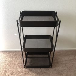 Foldable Dark Brown 3-Tier Cart/Shelf
