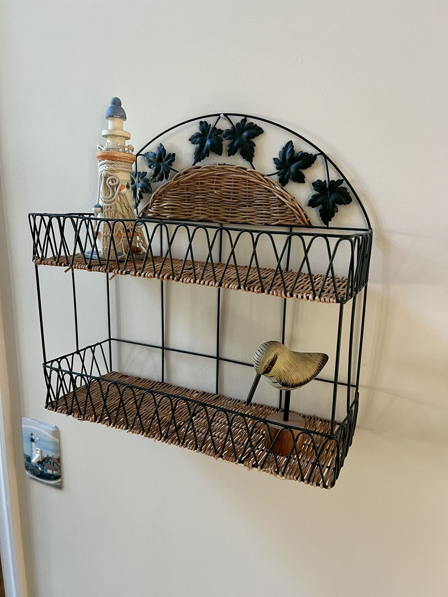 Wicker And Metal Shelf