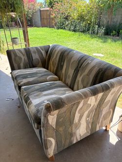 Upholstered Loveseat with Abstract Pattern