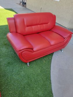 Red Love Seat And TV Cabinet