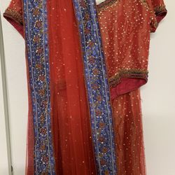 3 Piece Red Custom Henna Dress For Sale $40