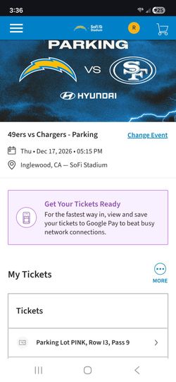 49ers vs Chargers Parking Pass – Dec 17, 2026