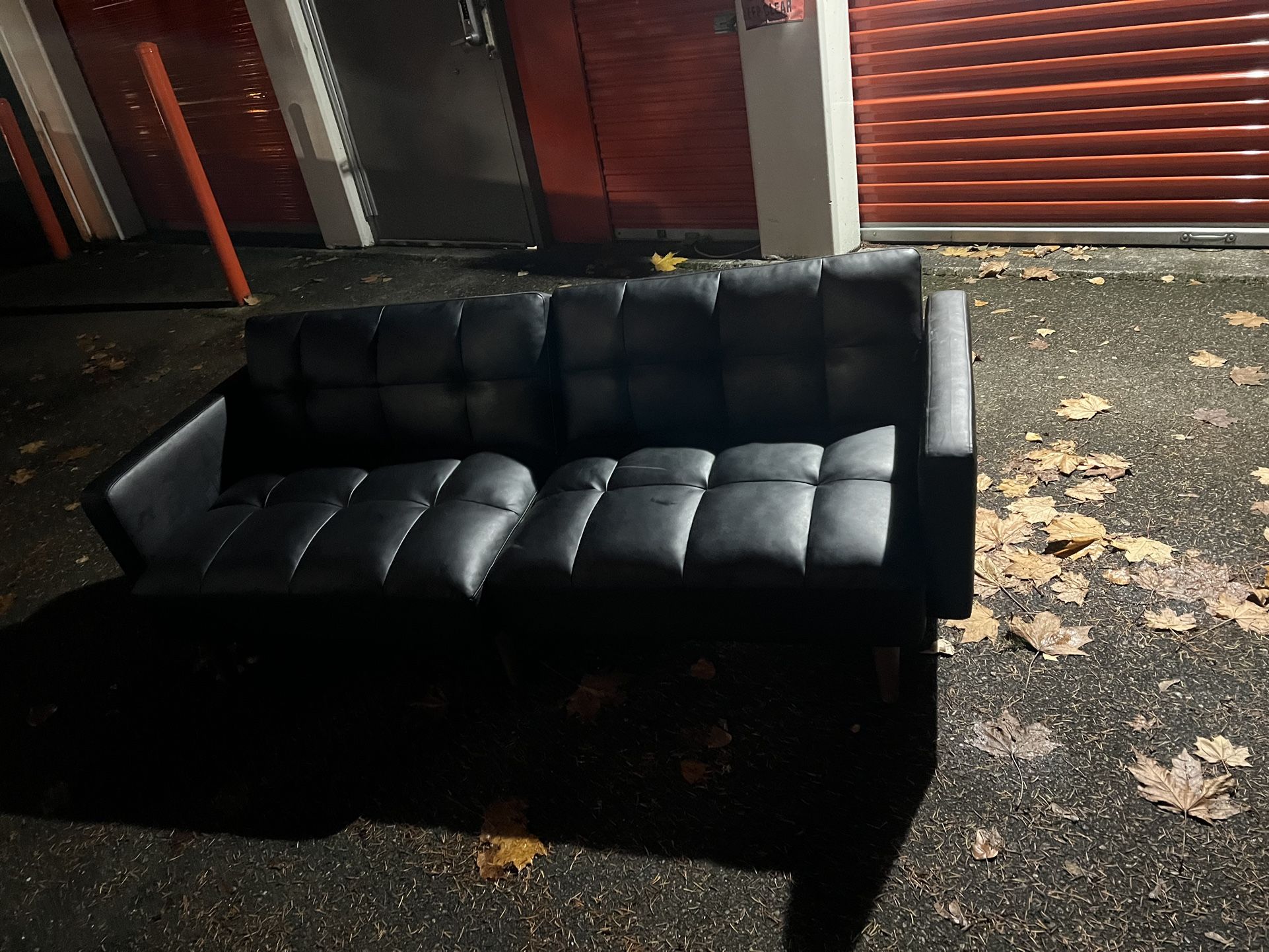 Black Leather Futon