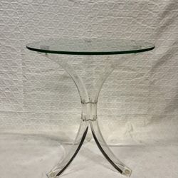 Acrylic And Glass Modern Accent Table