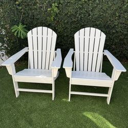 2 White Adirondack Chairs