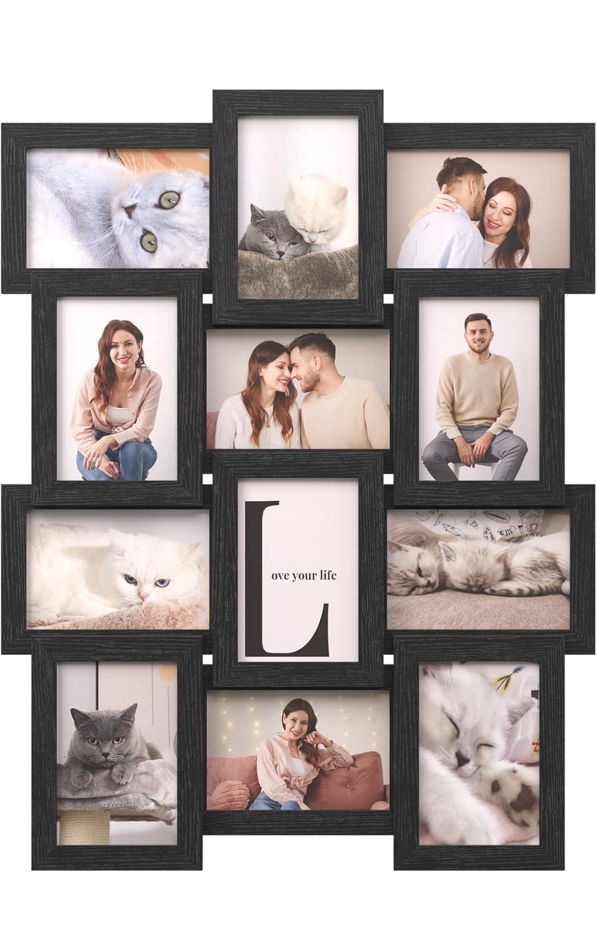 SONGMICS Collage Picture Frames, 4x6 for Wall Decor Set of 12, Multi Family Photo for Gallery Decor, Hanging Display, Assembly Required, Ink Black URP