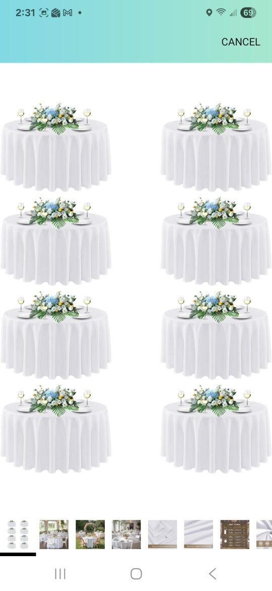 sancua 90 Inch Round Tablecloth White, 8 Pack - Circle Polyester Fabric Table Cloth for Wedding Party Reception Banquet Birthday, Washable Formal Tabl