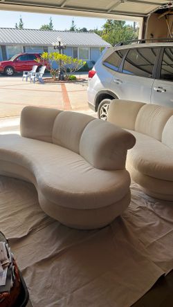 2matching Art Deco Style White Sofas