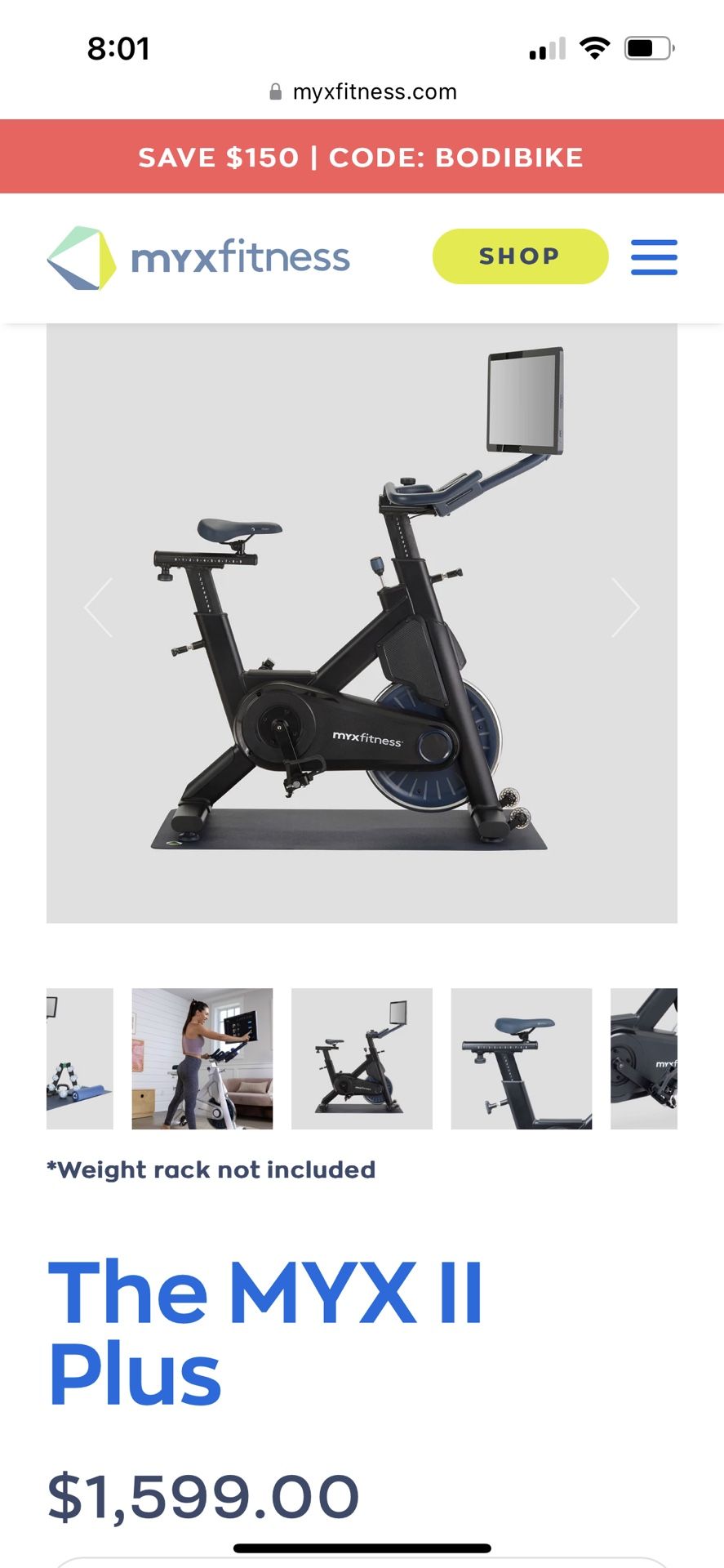 MYX Plus Bike with weight set and mat