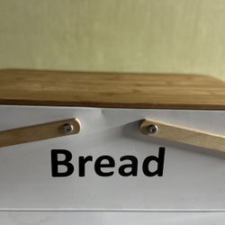 SOTECH Large Bread Box Metal Bread Bin with Bamboo Lid and Handle Bread Food Storage Container