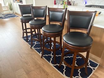 Set of 4 Solid Wood Swivel Bar Stools